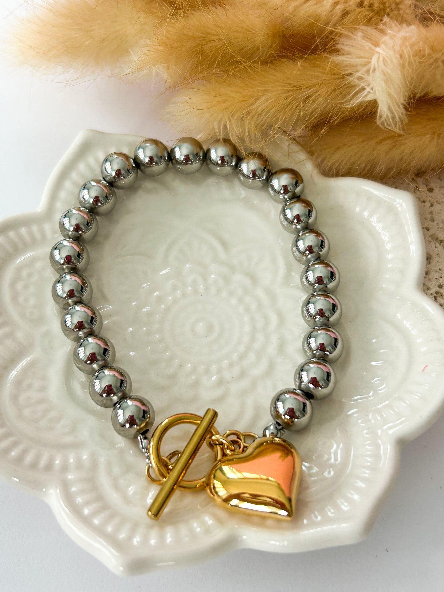 Dual Tone Heart Bracelet