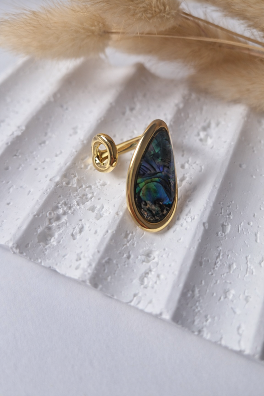 Anillo Esencia de Luz Ajustable con Piedra Natural | Anillo Dorado Elegante Mujer