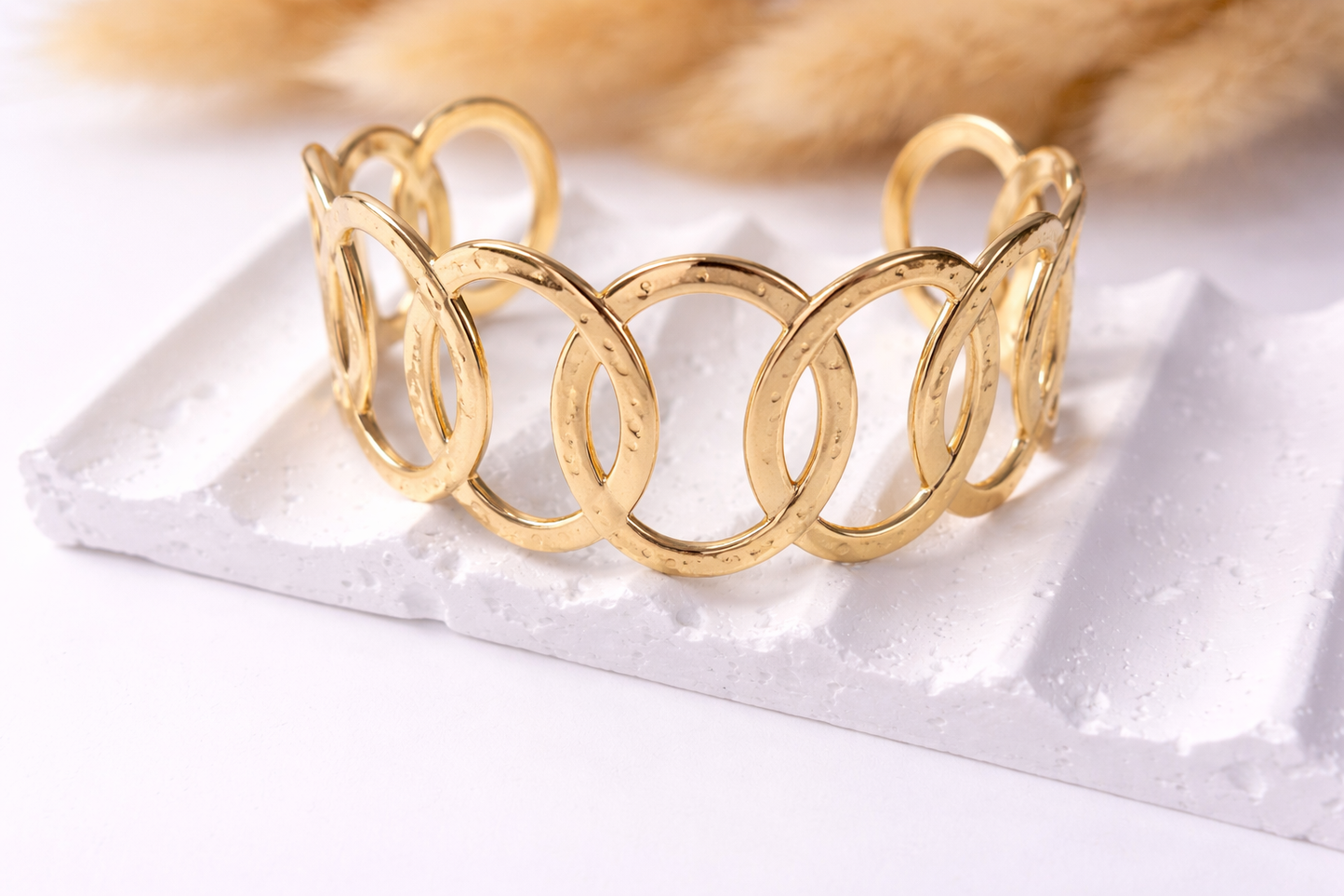 Brazalete Aros Dorados | Pulsera Elegante Abierta