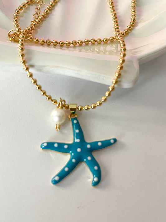 Luceros del Océano | Collar de Estrella de Mar con Perla