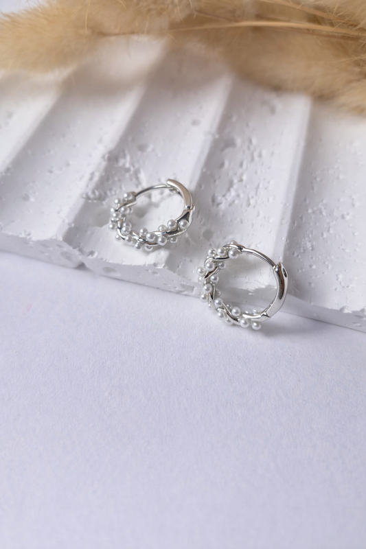 Aretes Christine con Perlas | Acero Inoxidable