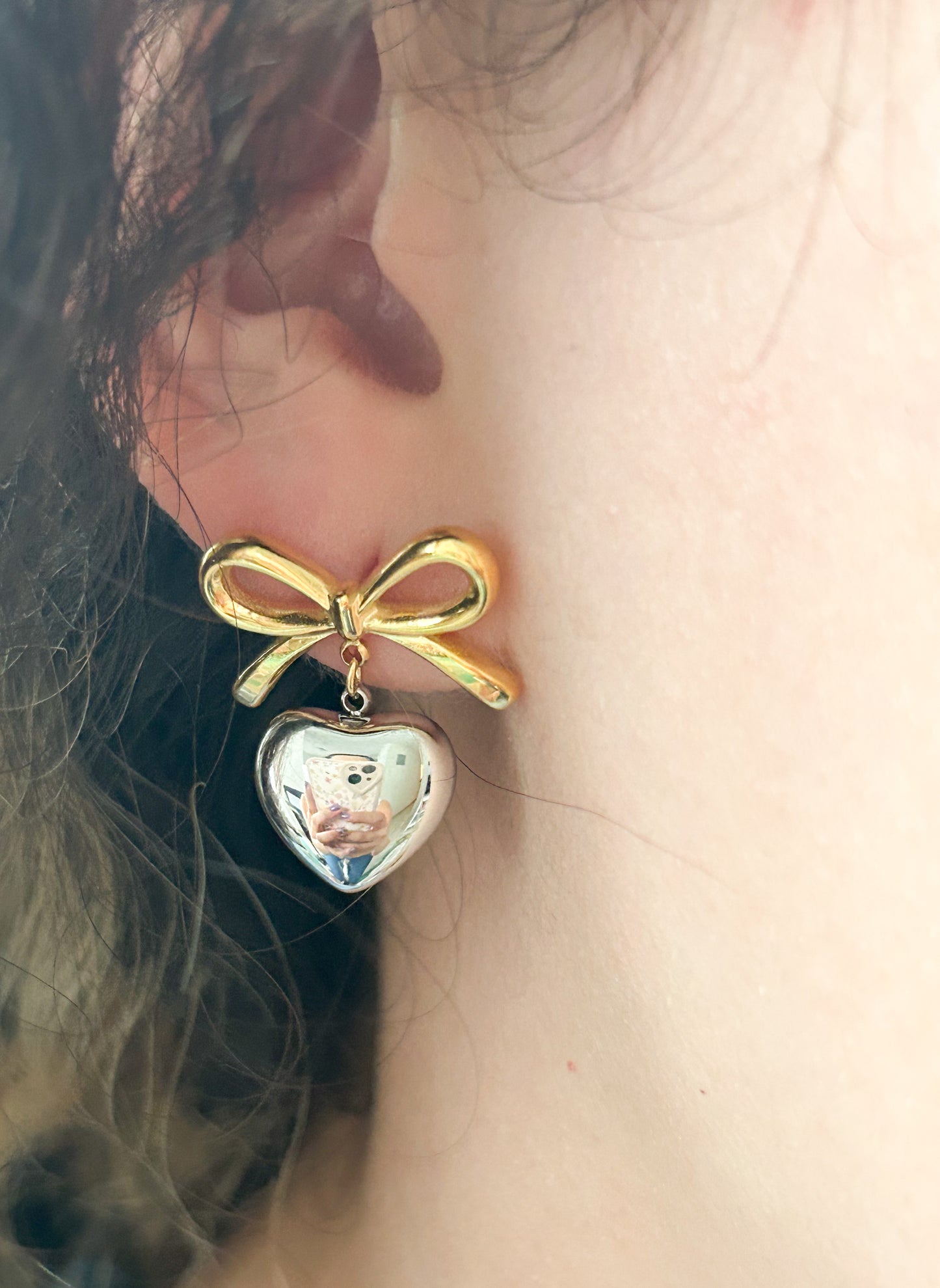 Bow Heart Earrings