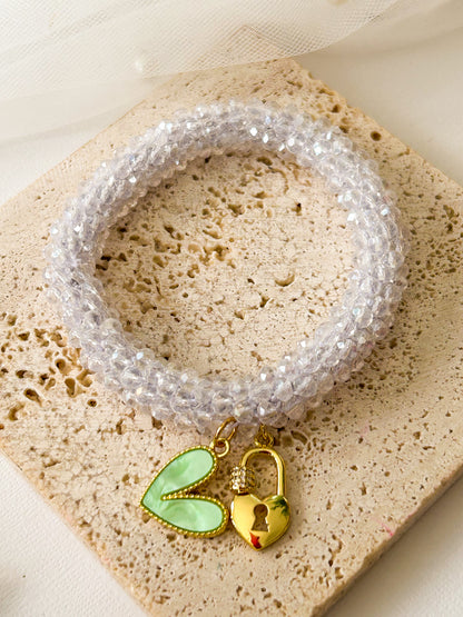 Key to My Heart – Pulsera Elástica con Cristales y Dije Corazón