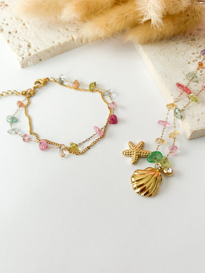 Set Arrecife | Collar y Pulsera con Charms Marinos Dorados