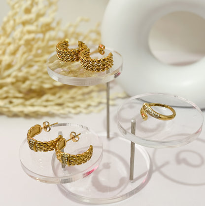 Aretes Dorados con Zirconia- Dottie Earrings