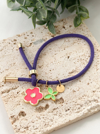 Harlow Bracelets – Pulsera Ajustable con Dijes Florales y Colores Vibrantes