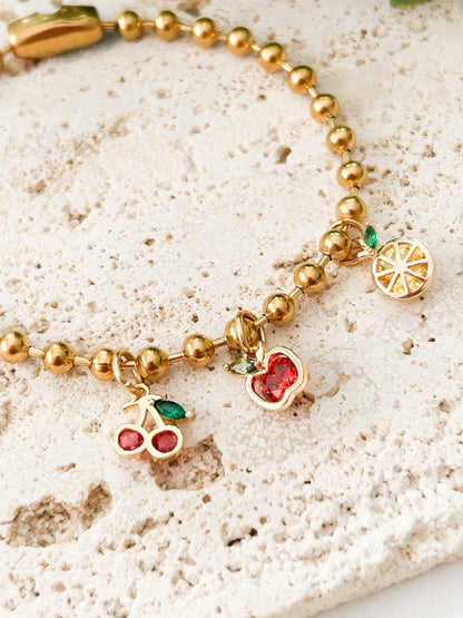Fruity Summer – Pulsera Dorada con Dijes de Frutas