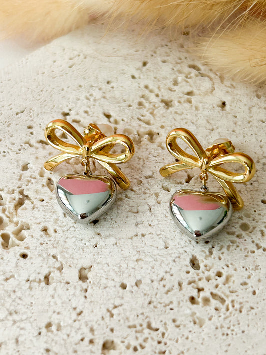 Bow Heart Earrings