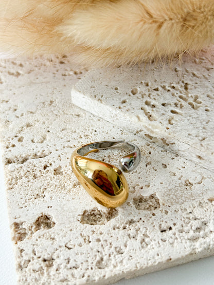Dual Color Chunky Ring – Sortija Ajustable Bicolor Dorado & Plateado