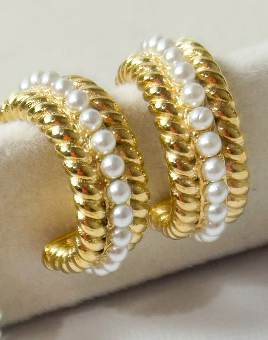 Twisted Pearl Hoops