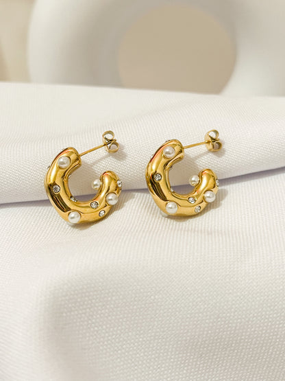 Small Micro Pavé Hoops – Zirconia & Mini Pearls