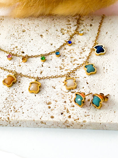 T-Bear Layered Necklace Set