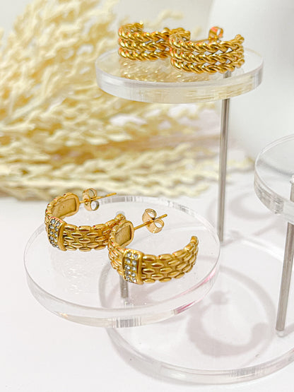 Aretes Dorados con Zirconia- Dottie Earrings