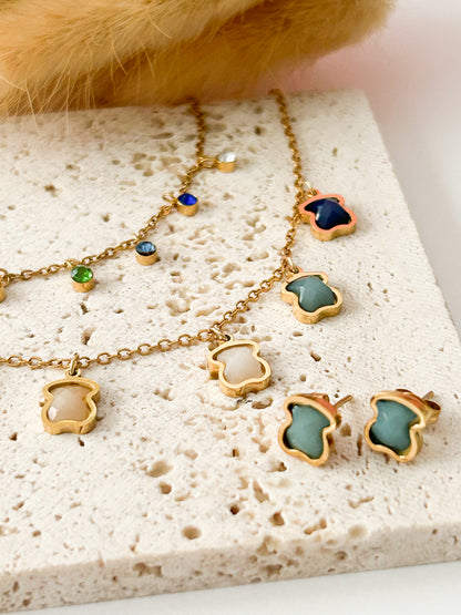 T-Bear Layered Necklace Set
