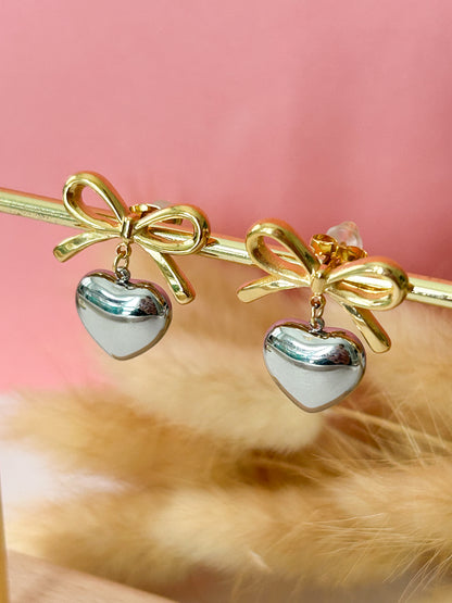 Aretes con Lazo y Corazón