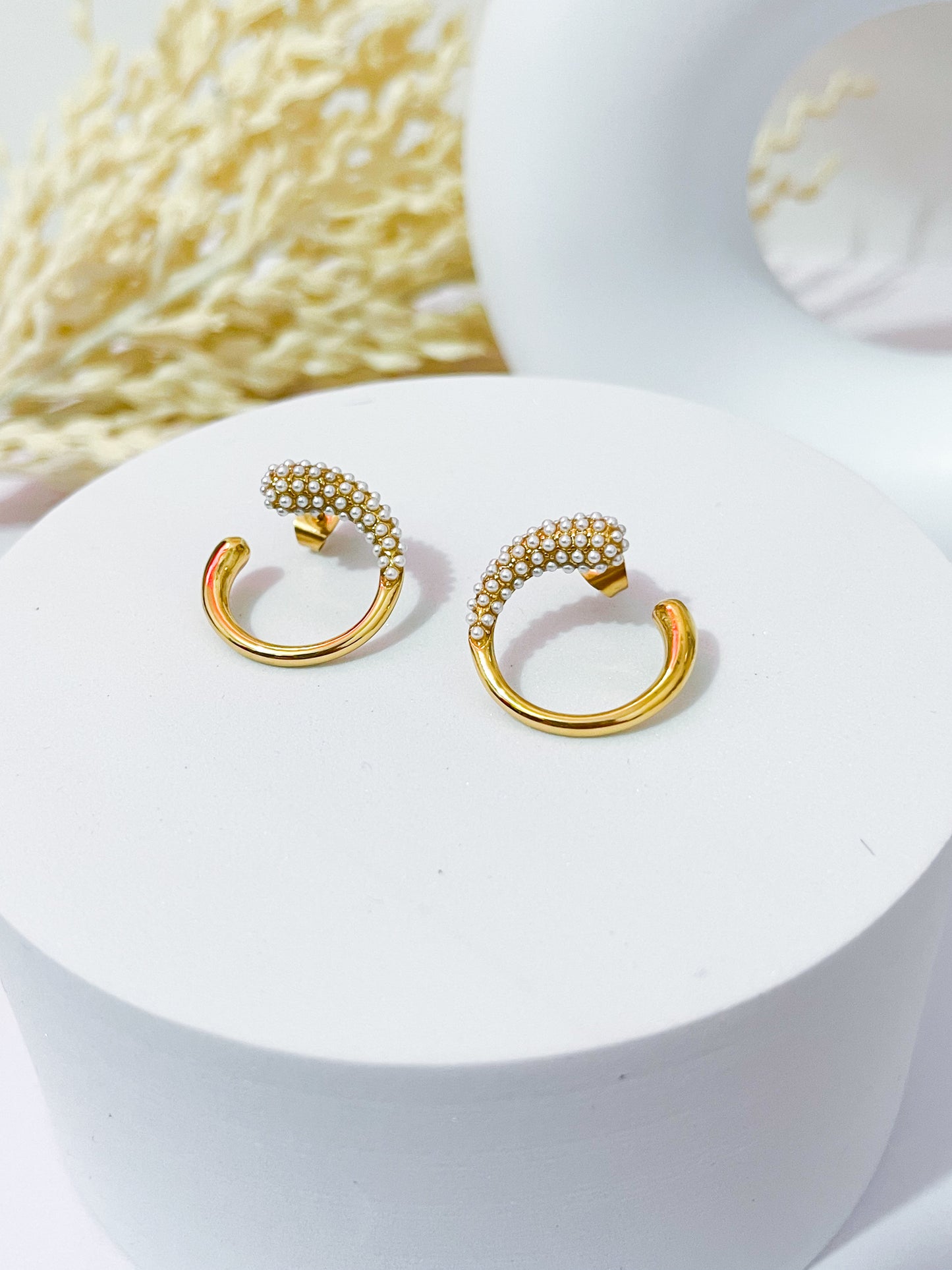 Circle Micro Pearls Earrings