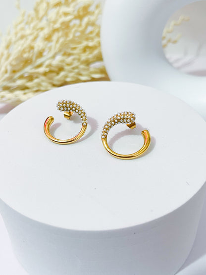Circle Micro Pearls Hoops | Aretes Circulares con Micro Perlas