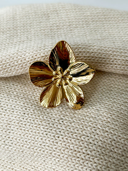 Flower Ring – Sortija Floral Dorada Ajustable
