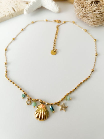 Marullo Set | Collar y Pulsera con Conchas y Estrellas Doradas