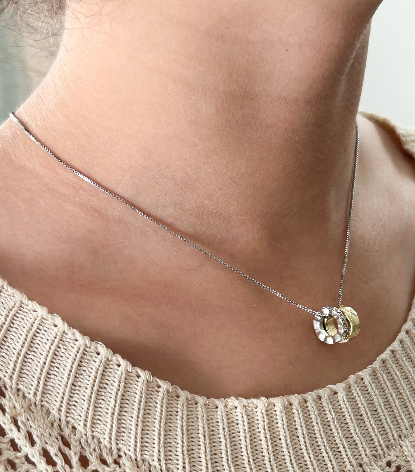 Double Tone Mini Rings Necklace