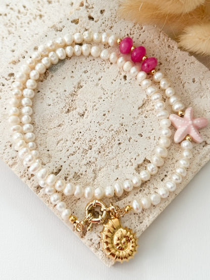 Collar Marina | Perlas con Dije Dorado Elegante