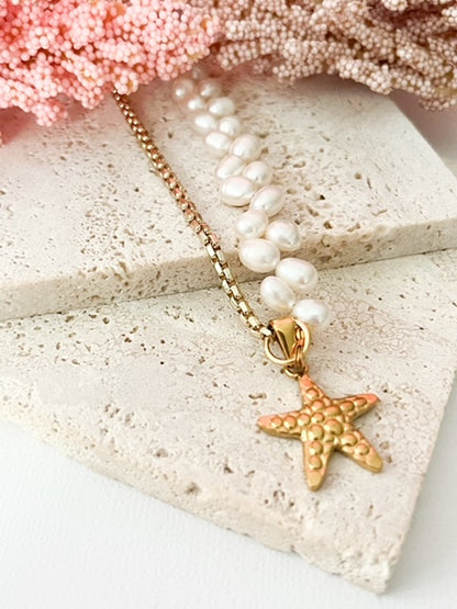 Collar Perlas y Estrella de Mar | Elegante Dorado Verano
