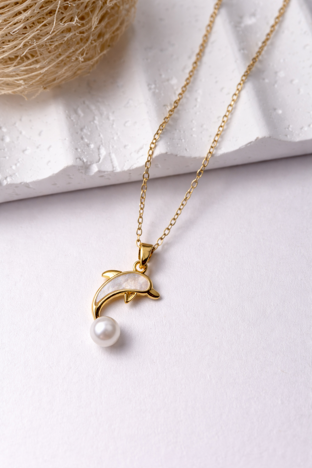 Collar Delfín Perla | Dije Marino Elegante