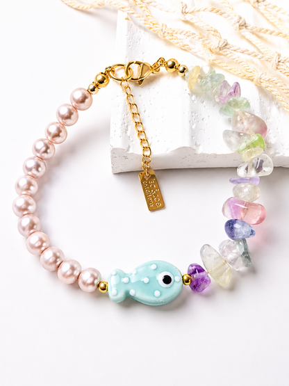 Perla de Mar| Pulsera Artesanal con Perlas y Fluorita