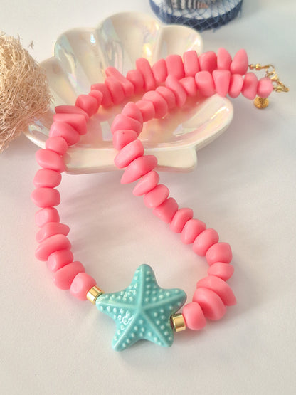 Estrellas del Coral | Collar de Estrella de Mar en Colores Vibrantes