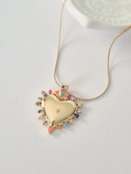 Collar Corazón Multicolor en Stainless Steel