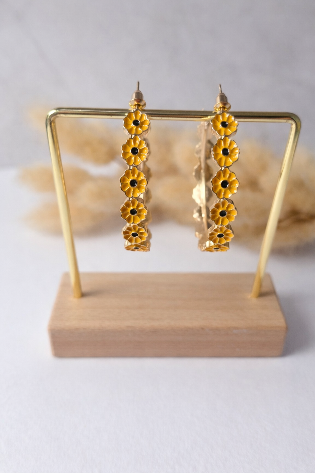Aretes Aro Floral Multicolor| Dorados Elegantes para Mujer