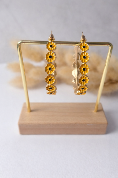 Aretes Aro Floral Multicolor| Dorados Elegantes para Mujer