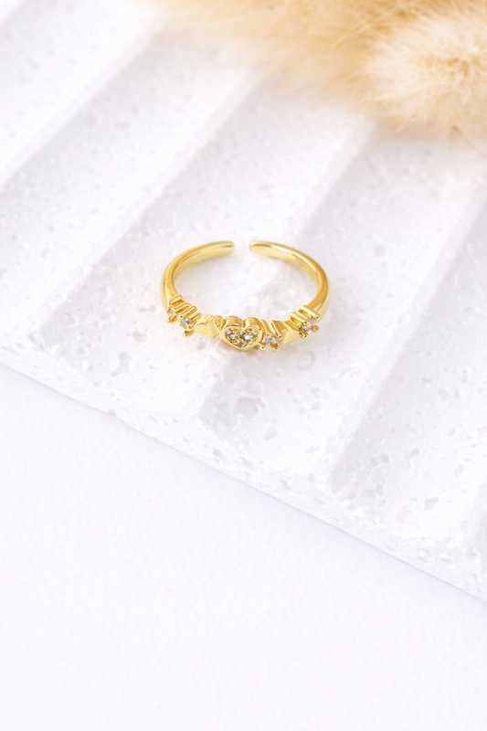 Anillo Corazón Brillante Ajustable