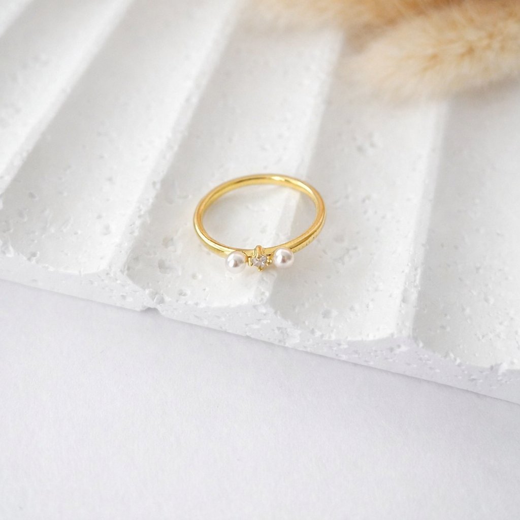 Anillo Doble Perla Delicada