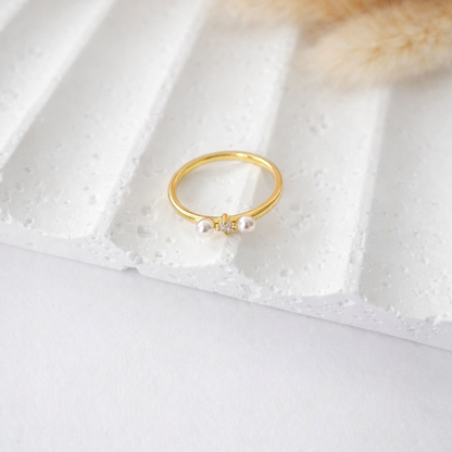Anillo Doble Perla Delicada