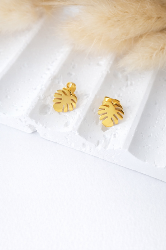 Aretes Monstera Mini – Golden Leaf