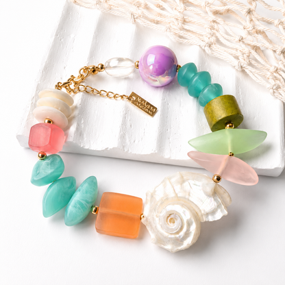 Mosaico del Mar | Pulsera de Caracola Multicolor