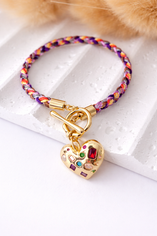 Pulsera Corazón Multicolor Dorado