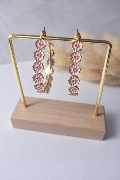 Aretes Aro Floral Multicolor| Dorados Elegantes para Mujer