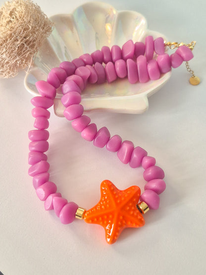 Estrellas del Coral | Collar de Estrella de Mar en Colores Vibrantes
