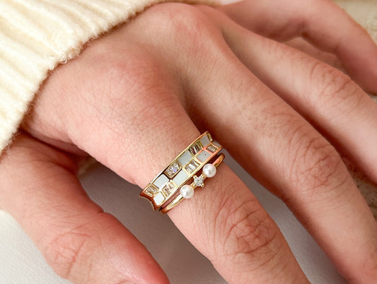 Anillo Doble Perla Delicada