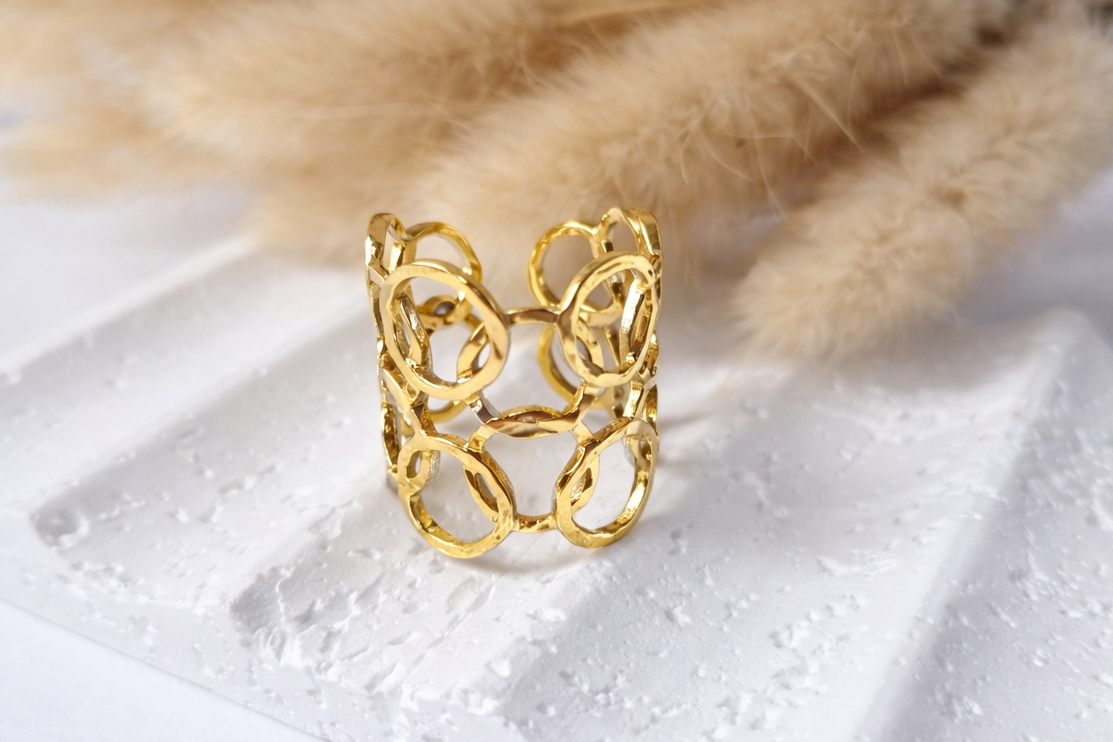 Anillo Ajustable Círculos Orgánicos|Diseño Geométrico