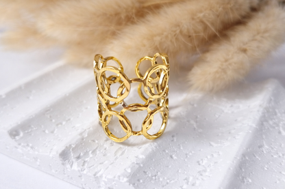 Anillo Ajustable Círculos Orgánicos|Diseño Geométrico