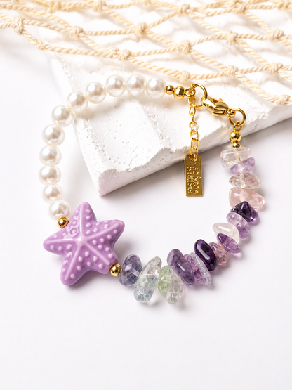 Perla de Mar| Pulsera Artesanal con Perlas y Fluorita
