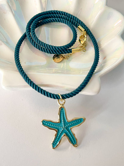 Estrella Marina | Collar con Estrella de Mar Esmaltada y Cordón Colorido