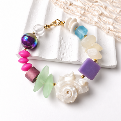 Mosaico del Mar | Pulsera de Caracola Multicolor