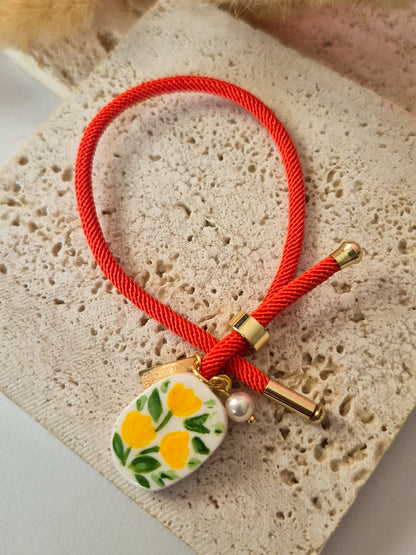 Pulsera Mini Garden Hearts con Dije de Corazón Floral