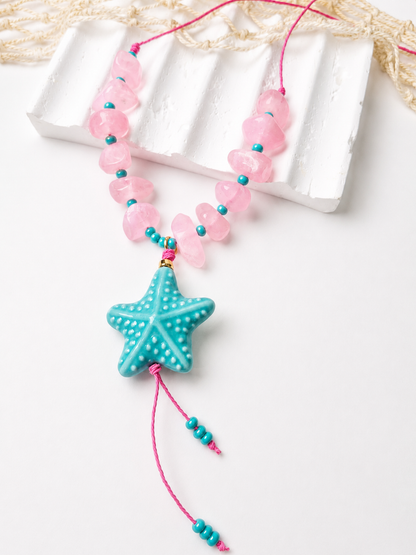 Estrella Coralina | Collar Rosa y Turquesa de Estrella de Mar