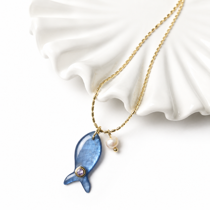 Azul Profundo | Collar Pez Nacarado Azul