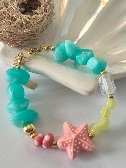 Pulsera Suspiros del Océano | Colores Pastel con Charms Marinos